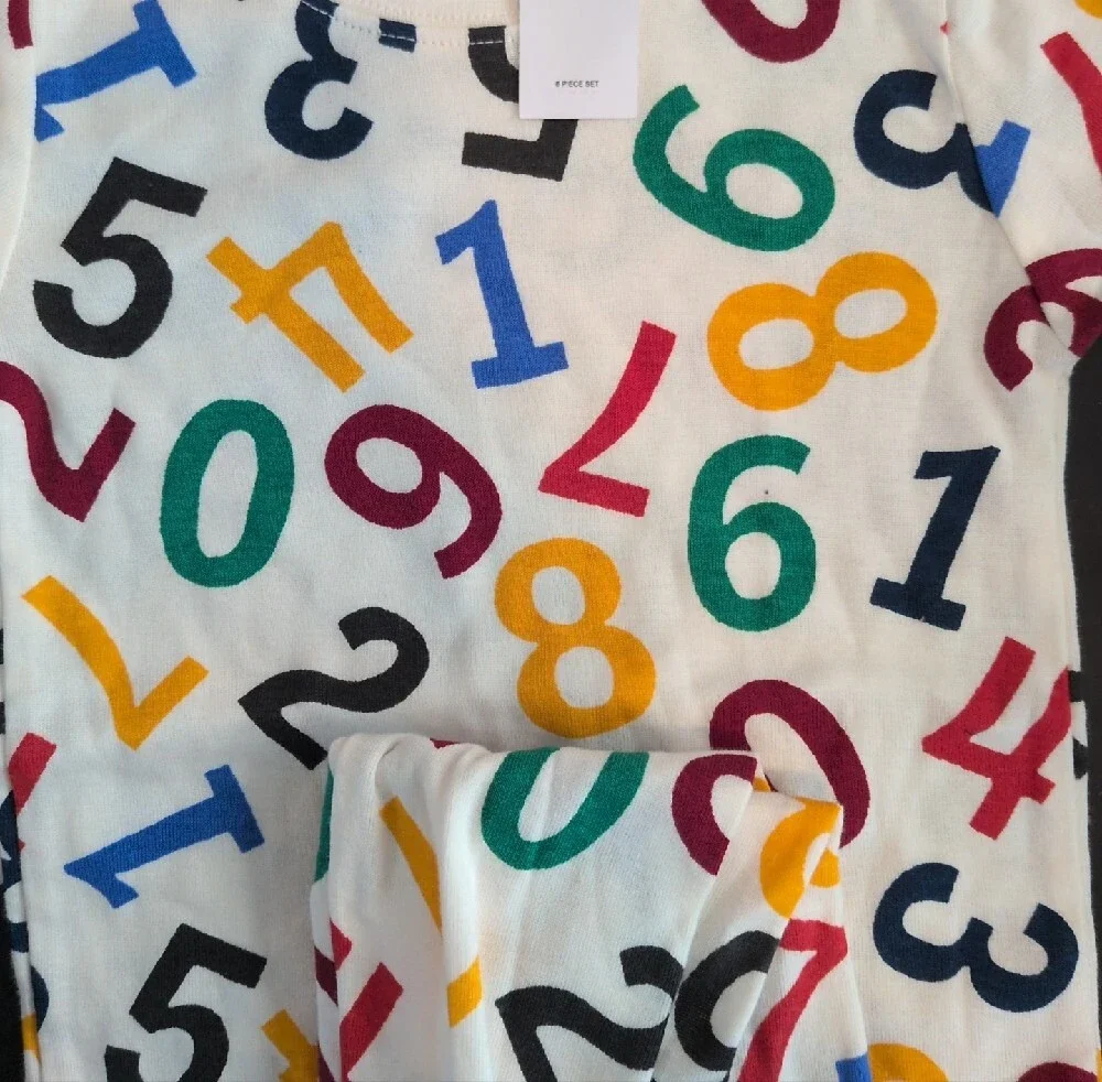 NWT Old Navy Children's Number Print Pajama Set - Multicolor on White Plus PJ